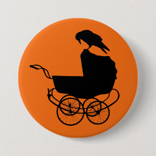 Baby Carriage and Crow 3 Inch Round Button