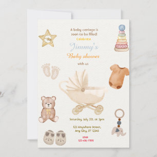  Baby Carriage Baby Shower Invitation
