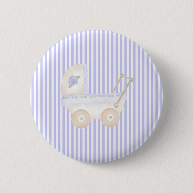 Baby Carriage Blue  2 Inch Round Button (Front)