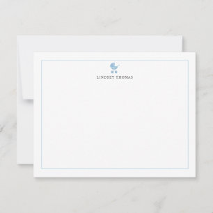Baby Carriage Blue Border Personalized Stationery Card