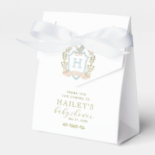 Baby Carriage Crest Monogram Blue Baby Shower Favor Box
