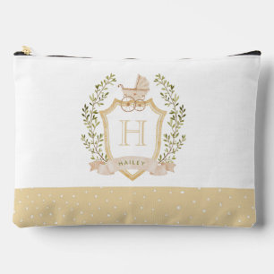 Baby Carriage Crest Monogram Neutral Baby Accessory Pouch