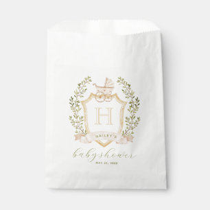 Baby Carriage Crest Monogram Neutral Baby Shower Favour Bag