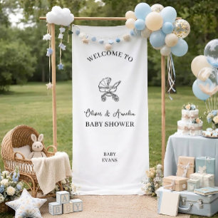 Baby Carriage Minimal Script Baby Shower Welcome Banner