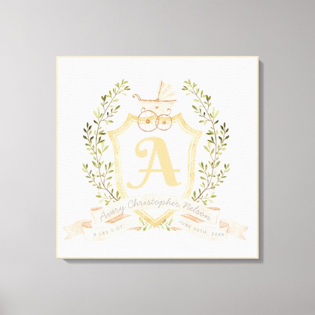 Baby Carriage Monogram A Stretched Canvas Print (Front)