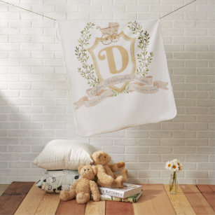 Baby Carriage Monogram "D" Nursery Throw Pillow Baby Blanket