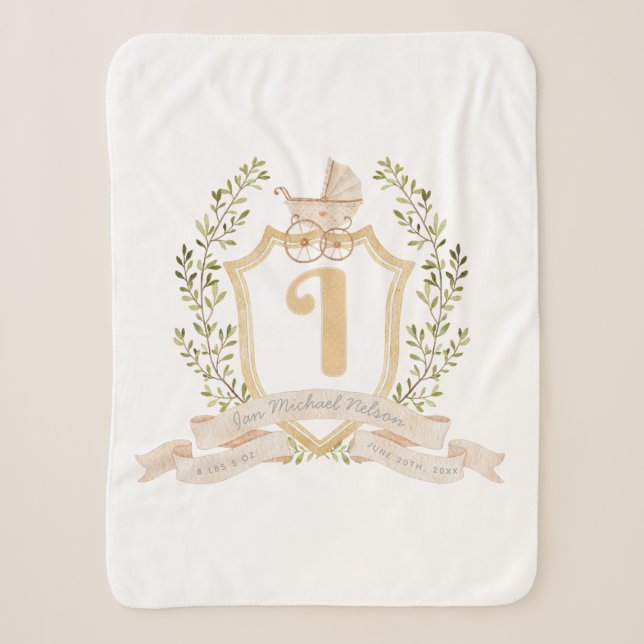 Baby Carriage Monogram "I" Nursery  Baby Blanket (Front)
