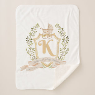 Baby Carriage Monogram "K" Nursery Sherpa Blanket