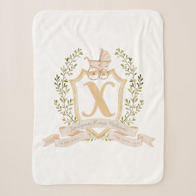 Baby Carriage Monogram "X" Nursery  Sherpa Blanket (Front)