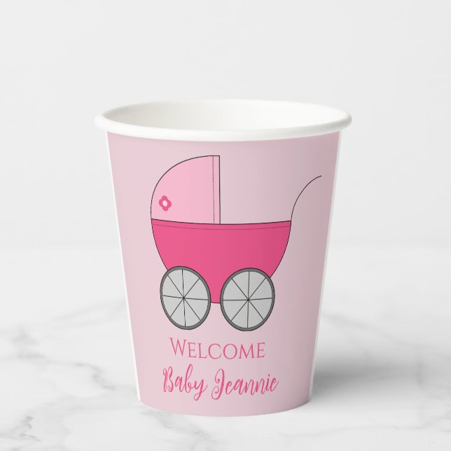 Baby Carriage Shower Party Paper Cupps Paper Cups (Front)