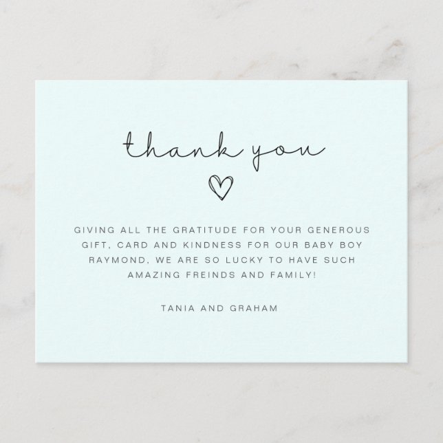 Baby carte de remerciements, anniversaire merci Ca (Devant)