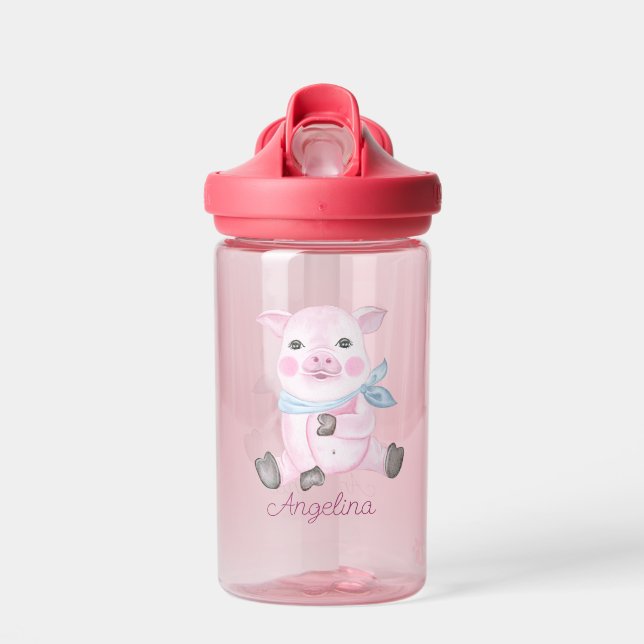 Baby Cartoon Piglet Personalized  Water Bottle (Front)