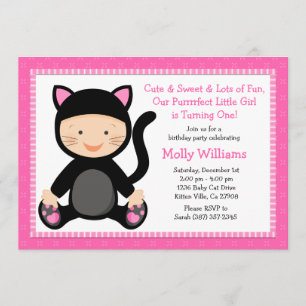 Baby Cat Birthday Party Invitation