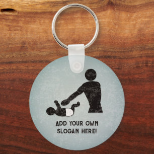 Baby Change New Daddy add funny text front & back Keychain