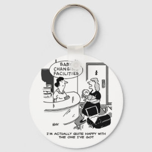 Baby Changing Facilities at a Store. Funny Cartoon Keychain