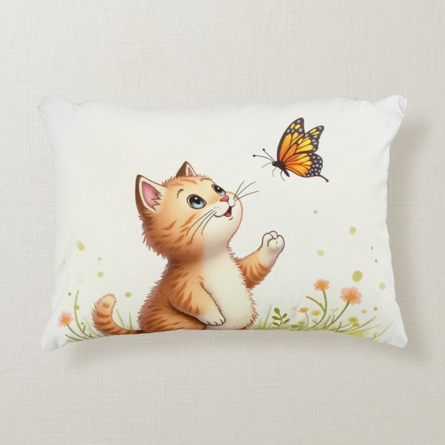 Baby chat et papillon coussin (Devant)