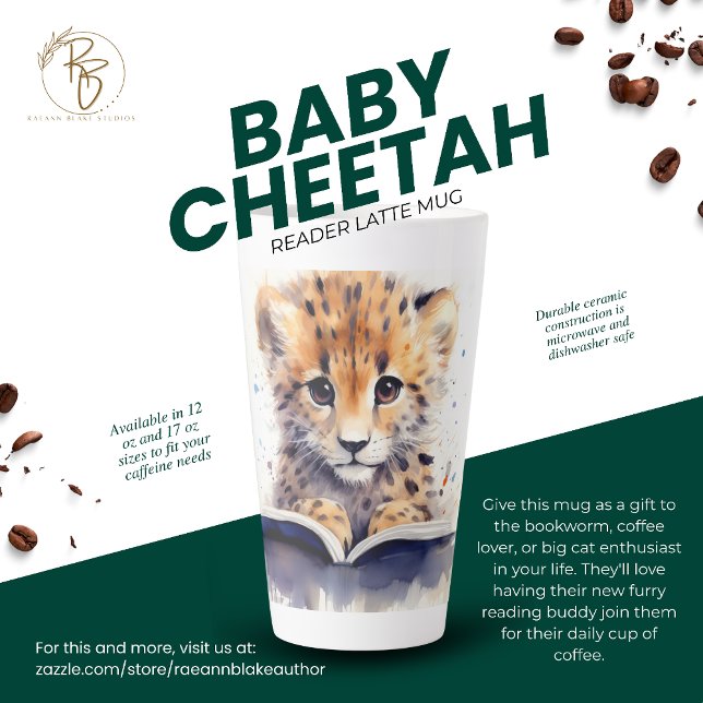Baby Cheetah Reader Latte Mug (Creator Uploaded)
