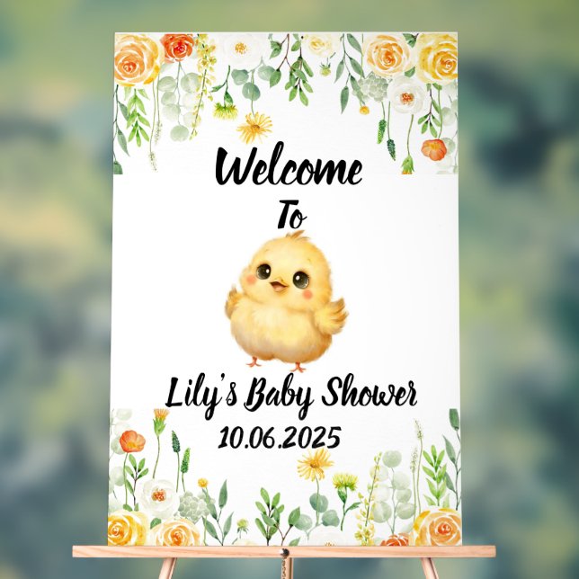 Baby chick acrylic baby shower sign (Neutral)