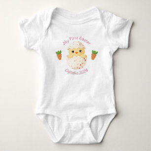 Baby Chick Carrots Pink Arched My First Easter Bodysuit