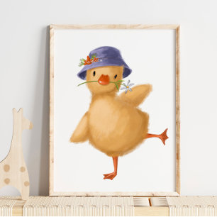 Baby Chick Floral Hat Print Chick Watercolor
