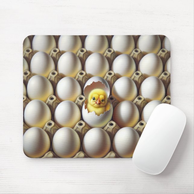 Baby Chick In Egg Carton Mouse Pad (With Mouse)