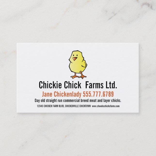 Baby Chick Modern Chicken Hatchery Business Card (Front)