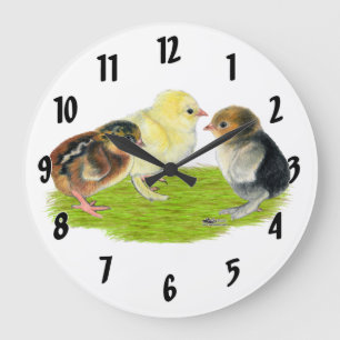 Baby Chick Trio Large Clock