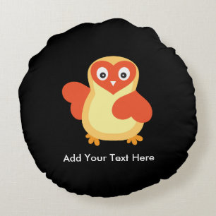Baby Chicken - Cute Cartoon with Custom Text Round Pillow