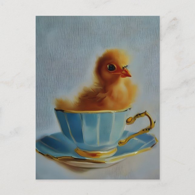 Baby Chicken in a Teacup Postcard (Front)