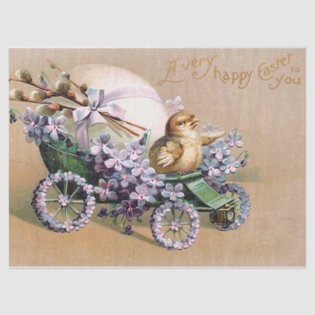 Baby Chicken Sings Happy Easter! Tissue Paper (Front)