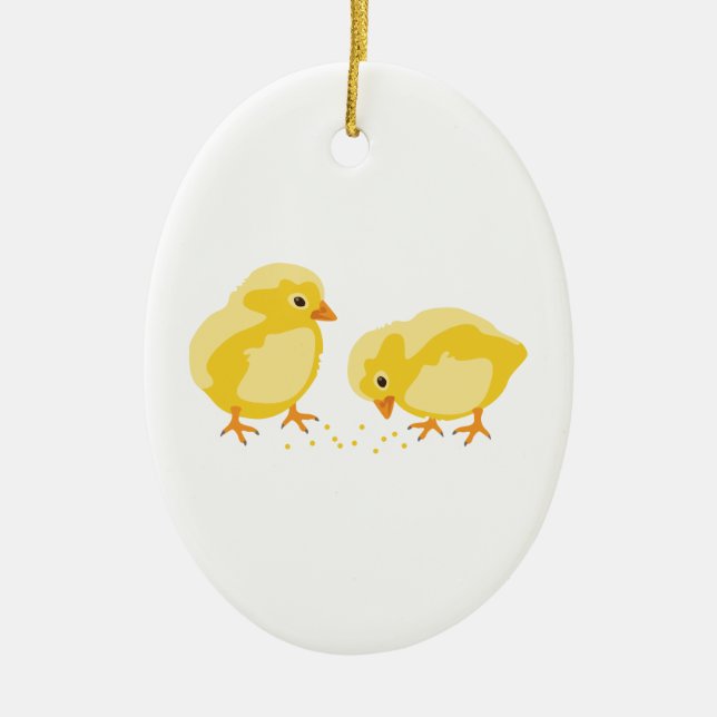 Baby Chicks Ceramic Ornament (Front)