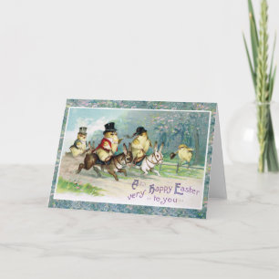 Baby Chicks on an English Hunt on Easter Morn' Holiday Card