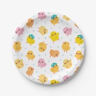 Baby Chicks Polka Dots Pattern Paper Plate