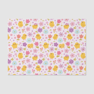 Baby Chicks Spring Florals Pattern Tissue Paper