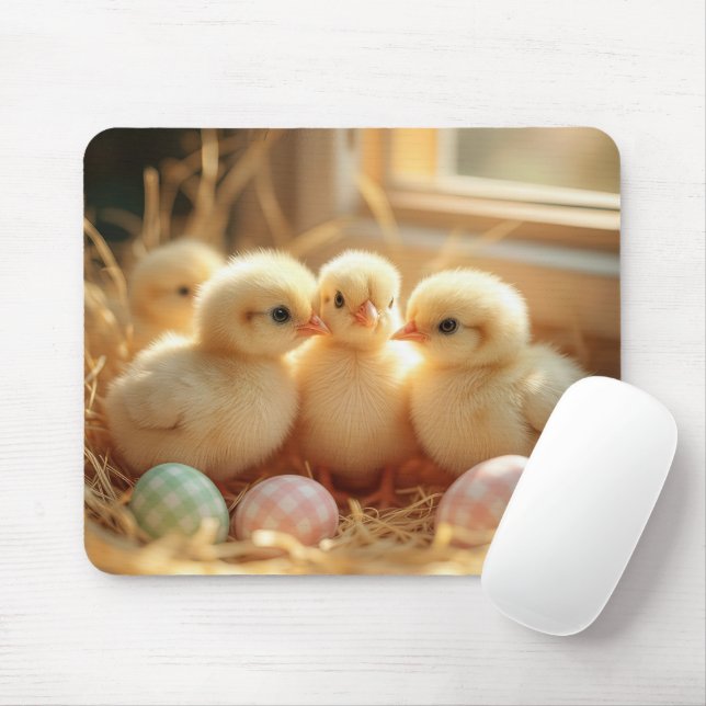 Baby Chicks With Gingham Eggs Mouse Pad (With Mouse)