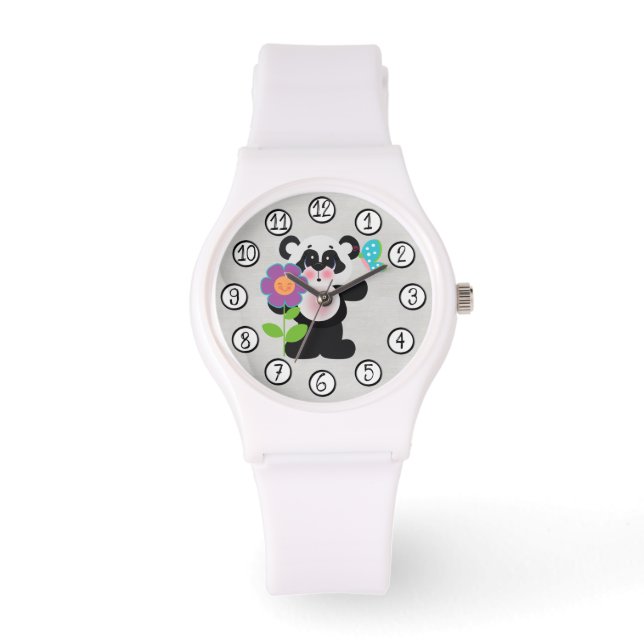Baby Children Cute Panda Bear With Flower Watch (Front)
