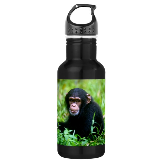 Baby Chimp in Grass 532 Ml Water Bottle (Front)