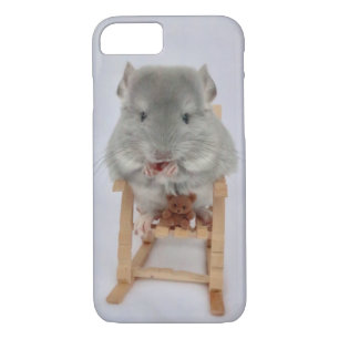 Baby chinchilla sitting in chair with teddy bear Case-Mate iPhone case