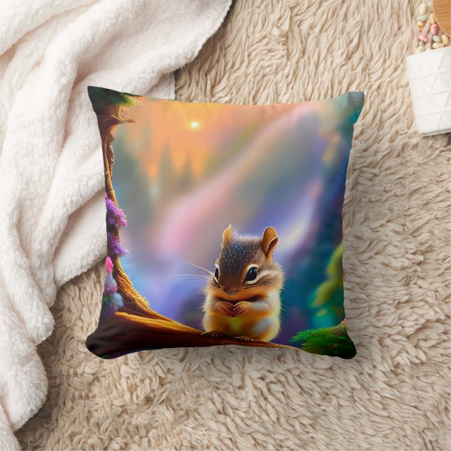 Baby Chipmunk Throw Pillow (Blanket)