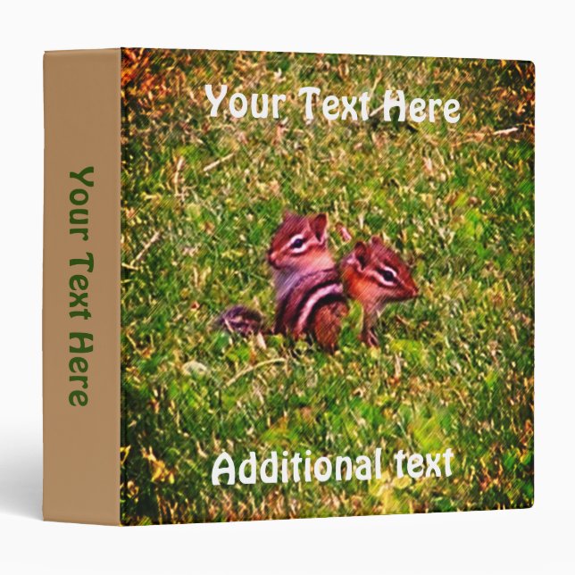Baby Chipmunks Animal Art Personalized Binder (Front/Spine)