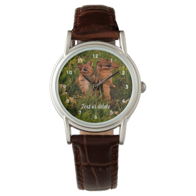 Baby Chipmunks Animal Art Personalized Watch (Front)