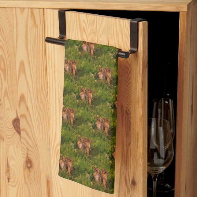 Baby Chipmunks Animal Nature Art   Kitchen Towel (Thirds Fold)