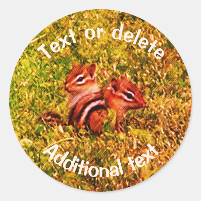 Baby Chipmunks Art Cute Personalized Classic Round Sticker (Front)