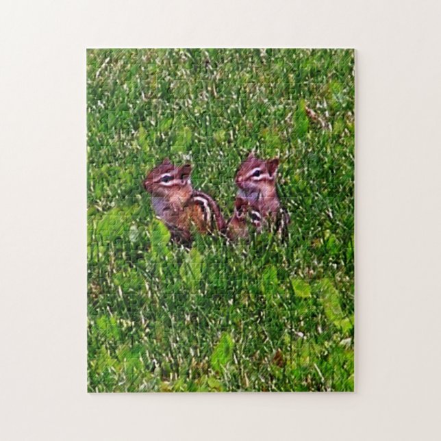 Baby Chipmunks First Day #1 Animal Art Jigsaw Puzzle (Vertical)