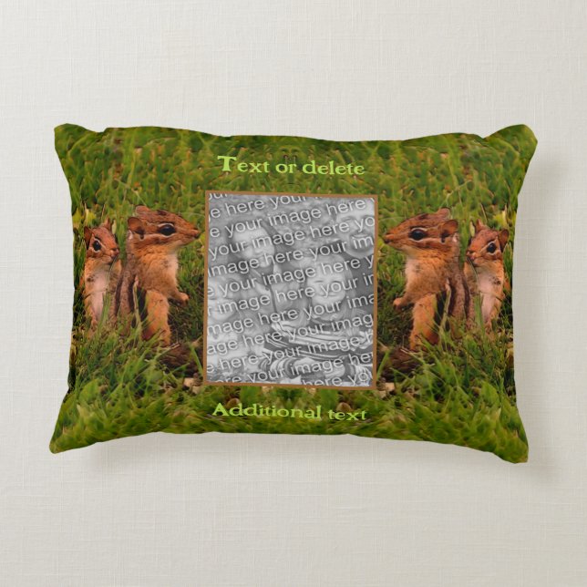 Baby Chipmunks Frame Create Your Own Photo Accent Pillow (Back)