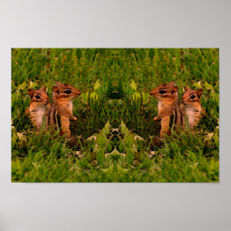 Baby Chipmunks Wildlife Animal Art Poster