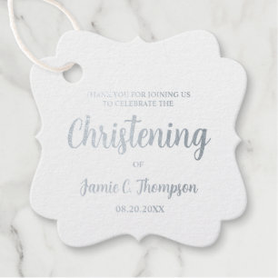 Baby Christening Elegant Custom Name Date metallic Favour Tags