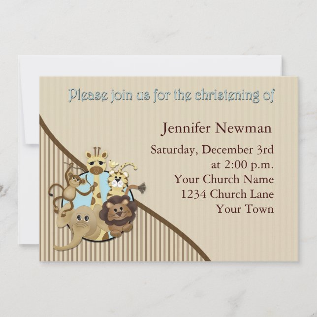 Baby Christening Invitation Safarri (Front)