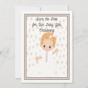 Baby Christening Save the Date Illustrated Baby