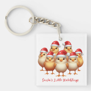 Baby Christmas Chickens, Santa's Little Hatchlings Keychain